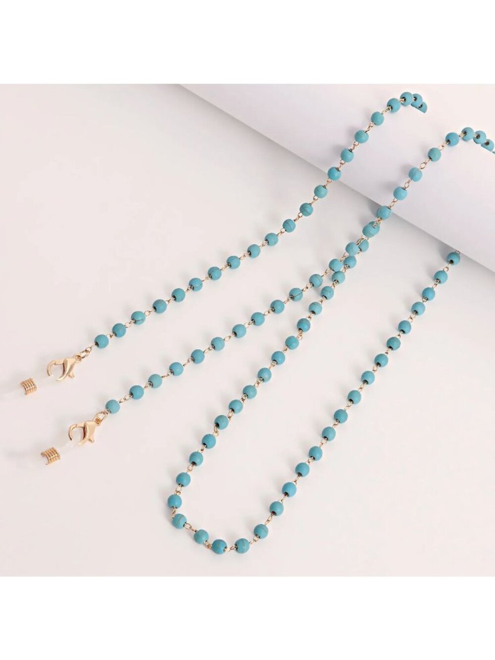 Turquoise Beaded Glasses Chain With Gold Accents 80cm Long Lightweight Accessory